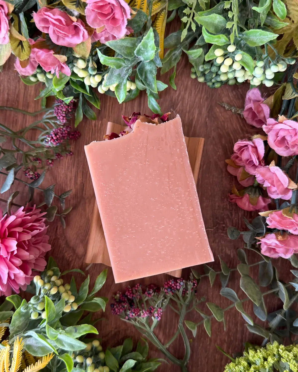 Coconut Rose — Boxed Soap, cut bar showing the colour and swirl