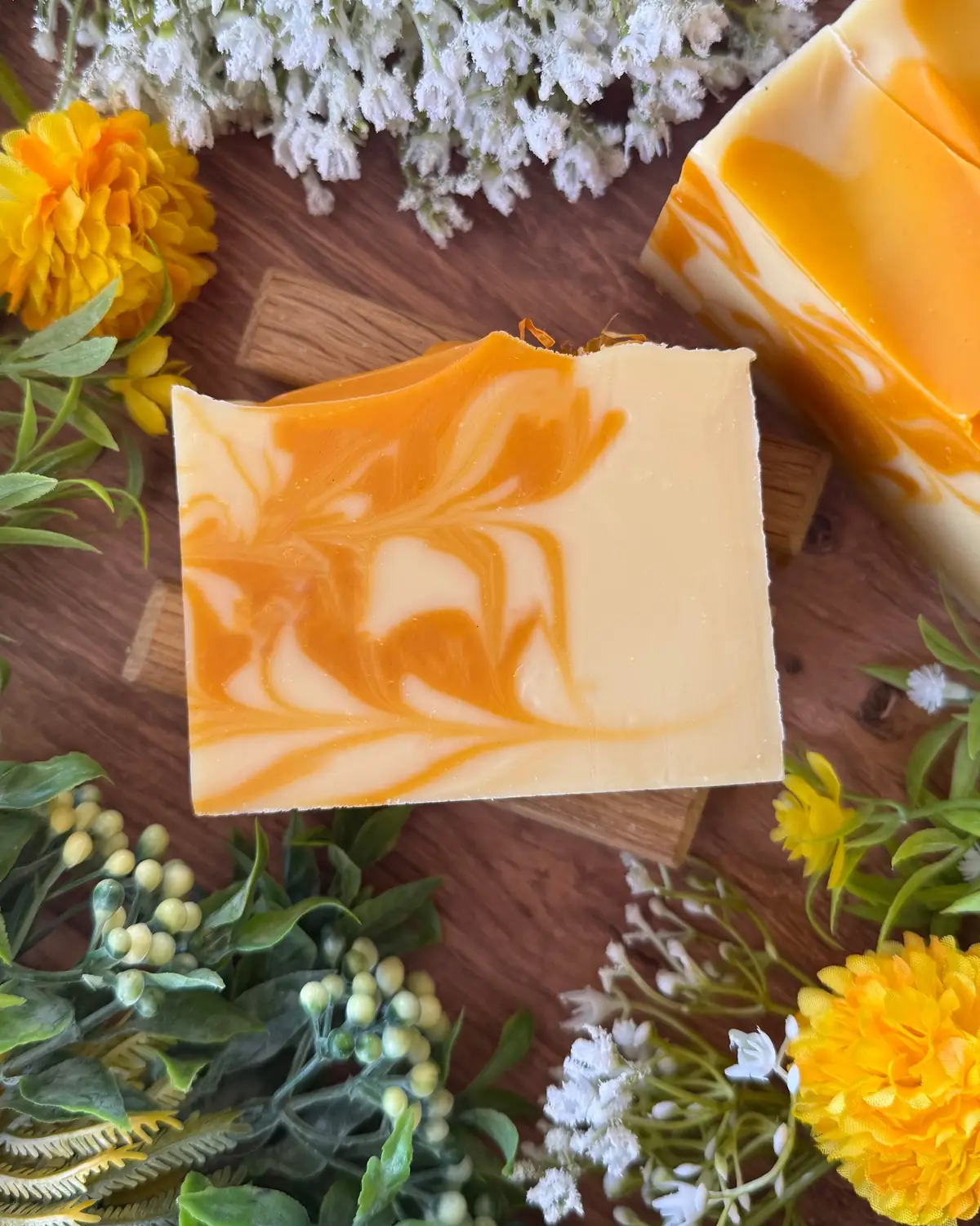 Lemon Mist Soap, cut bar showing the colour and swirl