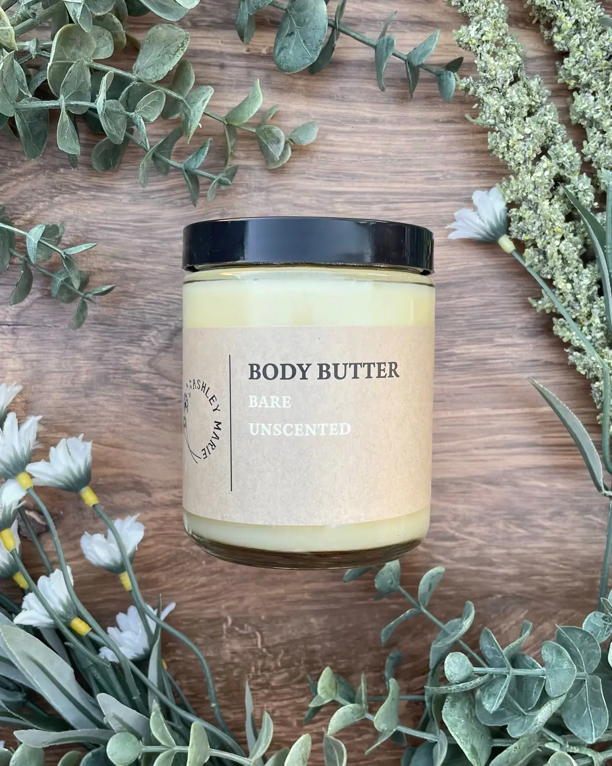 Body Butter, close detail of the label and bar edge