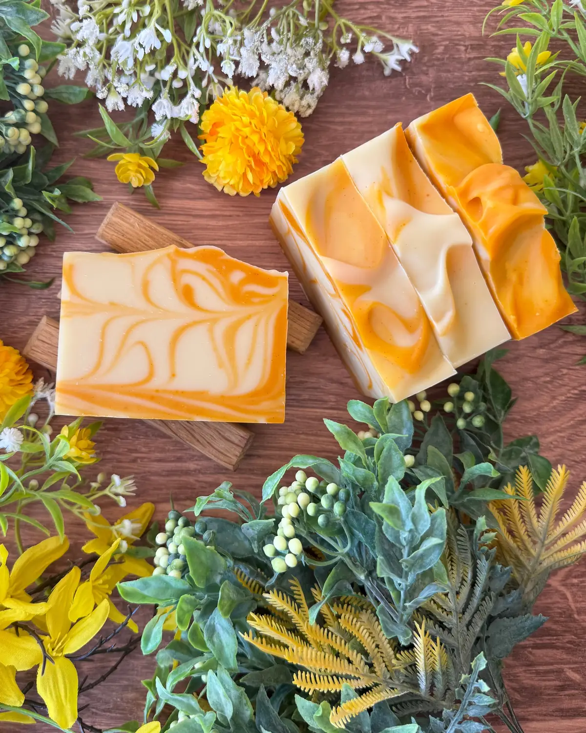 Citrus & Sage Soap, close detail of the label and bar edge