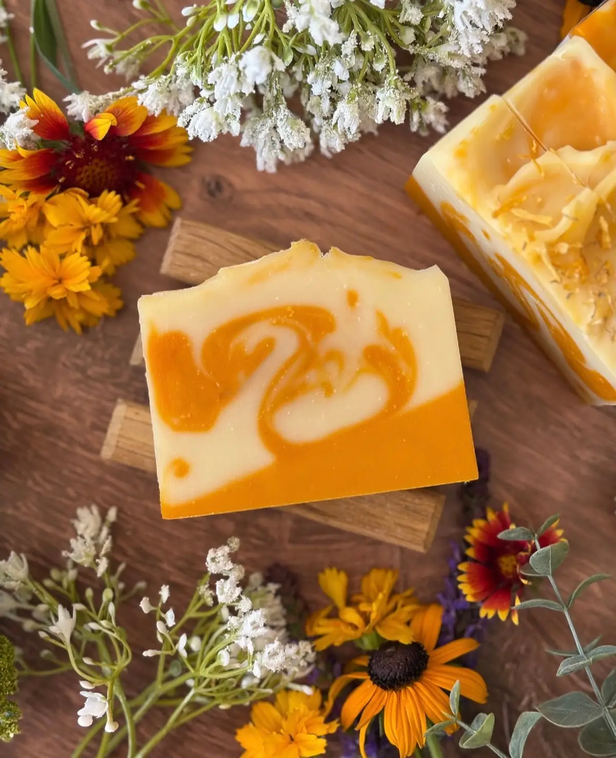 Citrus Twist, cut bar showing the colour and swirl