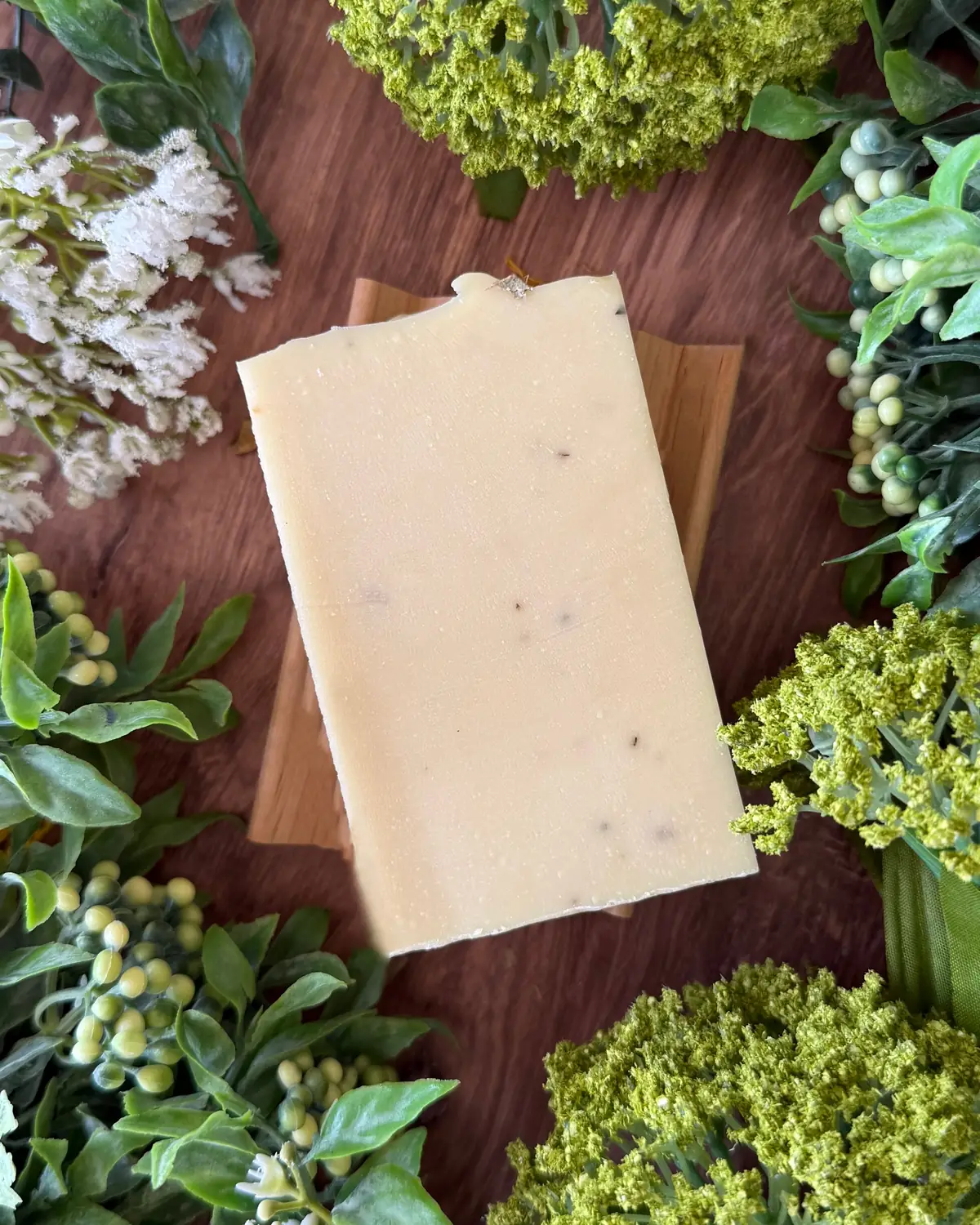 Rosemary Mint — Boxed Soap, cut bar showing the colour and swirl