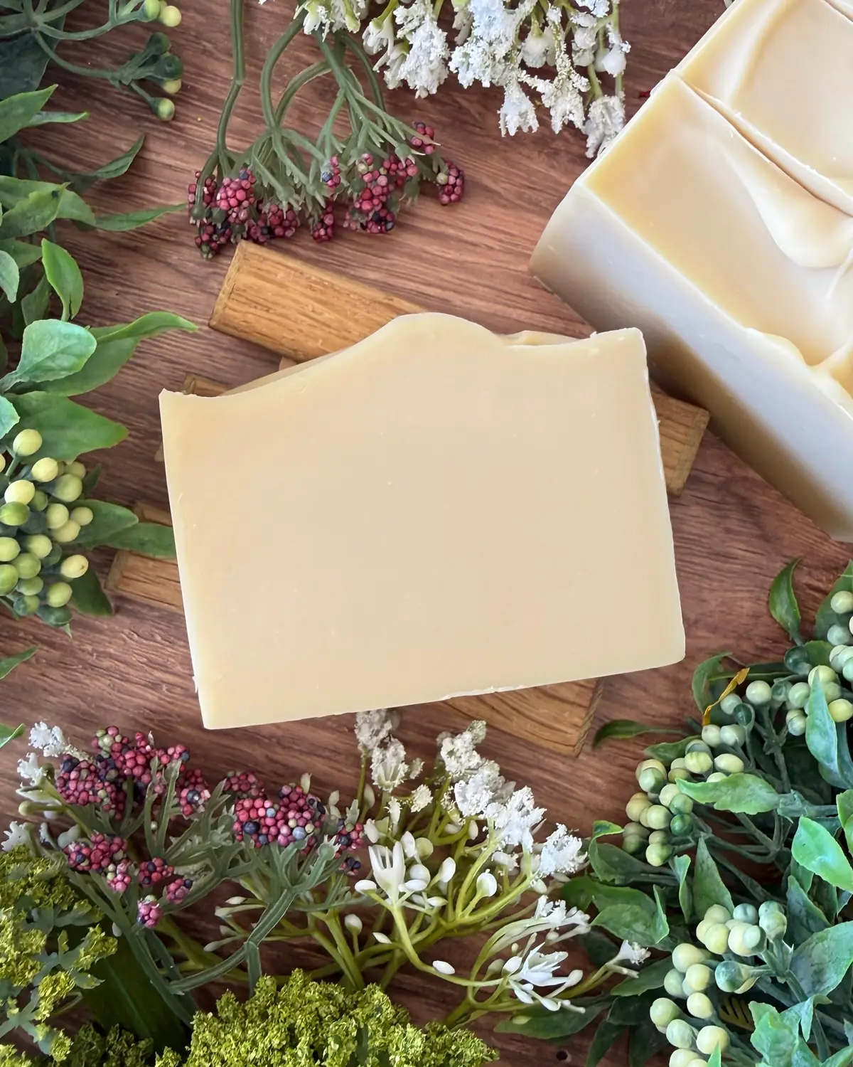 Creamy Coconut Soap, cut bar showing the colour and swirl