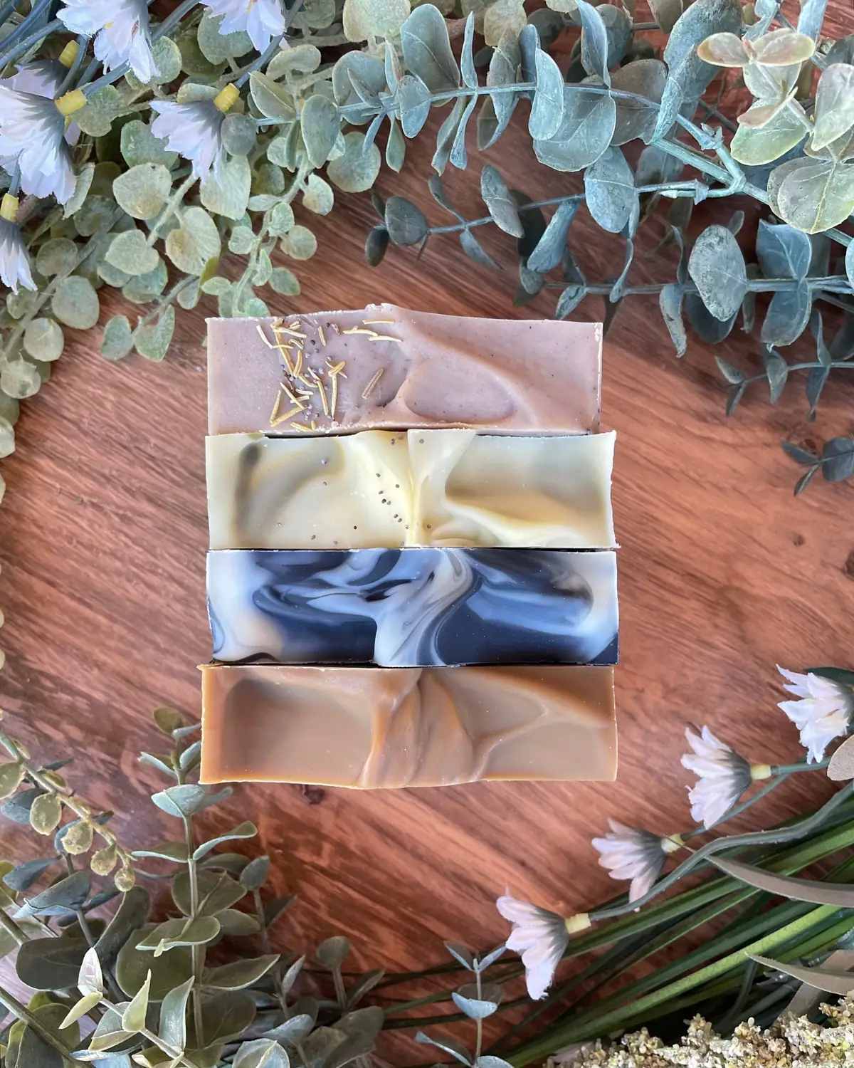 Men's Soap Collection, cut bar showing the colour and swirl