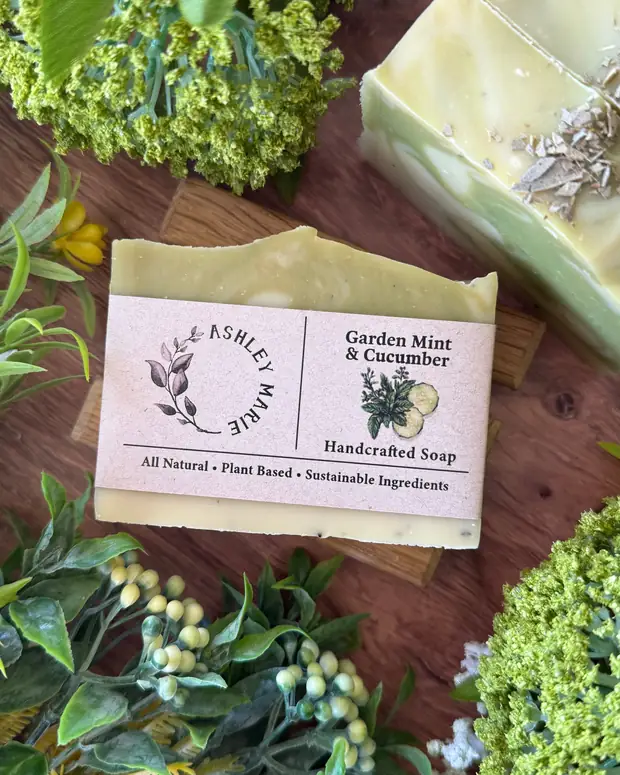 Garden Mint + Cucumber Soap — handmade soap from Ashley Marie Soap