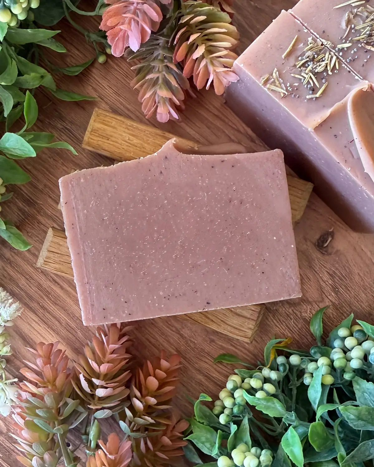 Mountain Man Soap, cut bar showing the colour and swirl