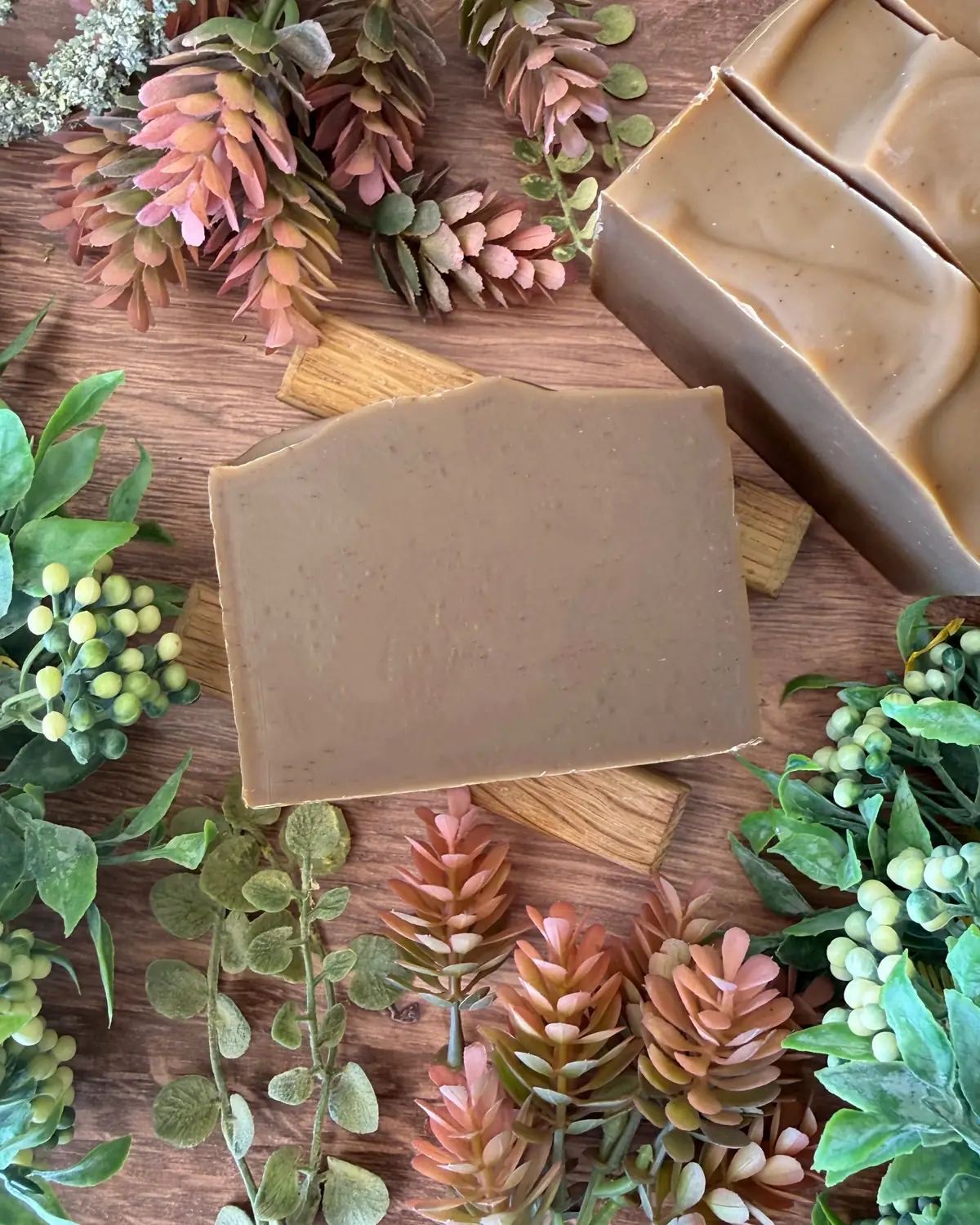 Pine Tar Soap, cut bar showing the colour and swirl
