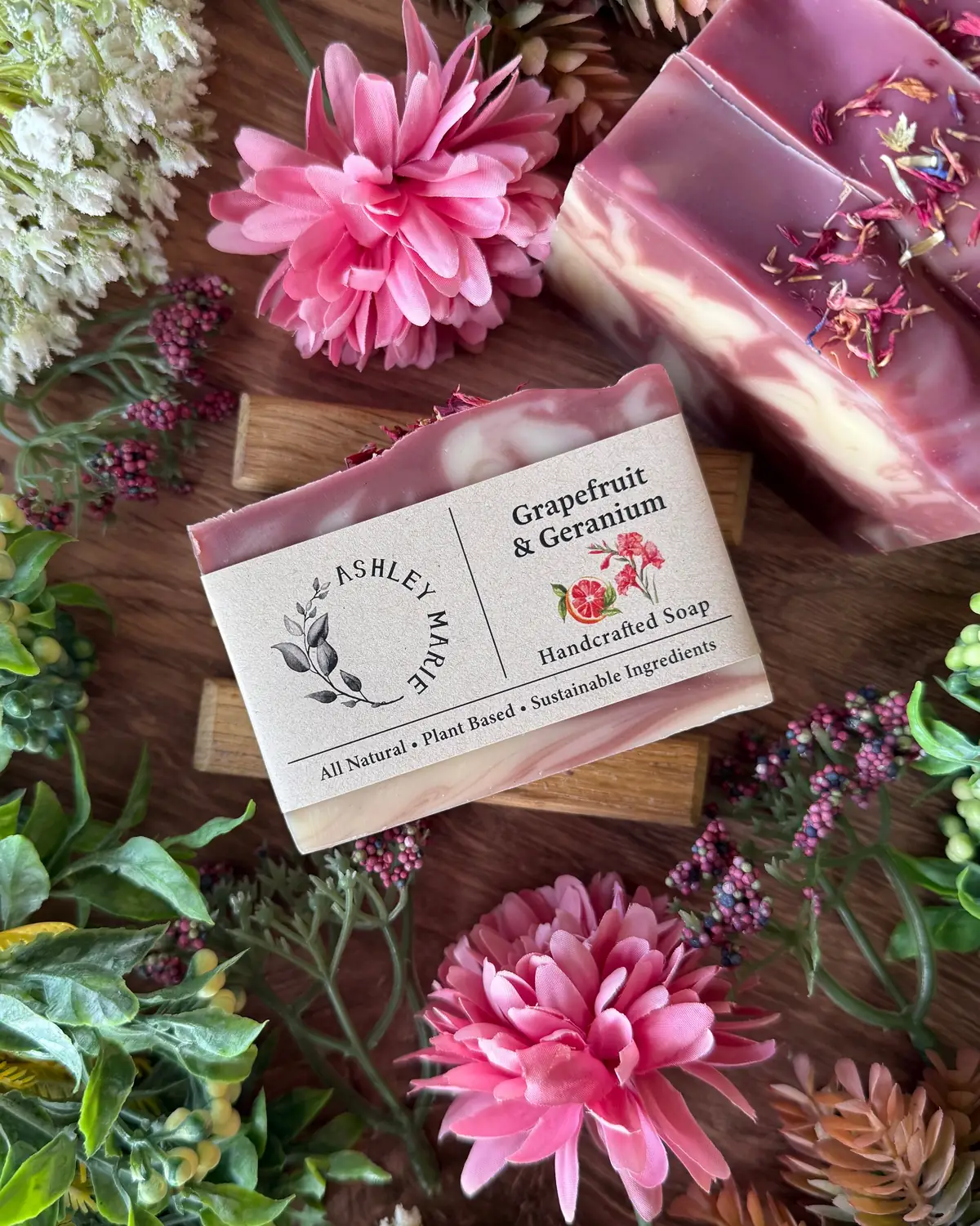 Grapefruit & Geranium Soap — handmade soap from Ashley Marie Soap
