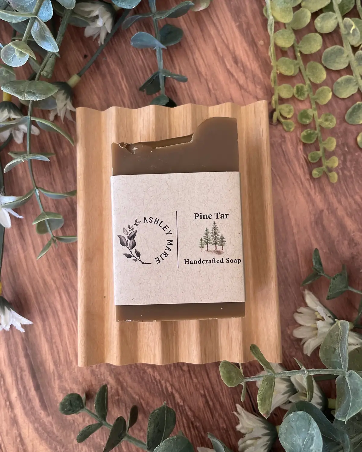 Soap Minis photographed on wood with dried flowers