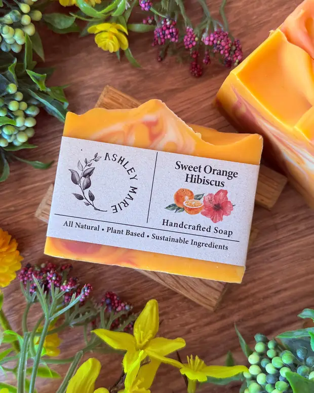 Sweet Orange Hibiscus Soap — handmade soap from Ashley Marie Soap