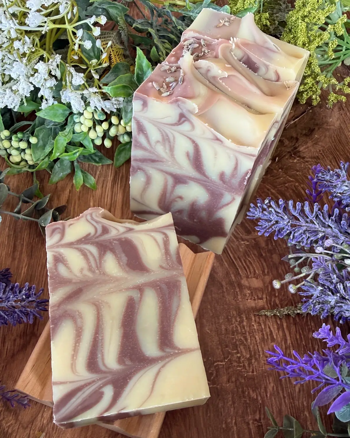 Wild Lavender — Boxed Soap, close detail of the label and bar edge
